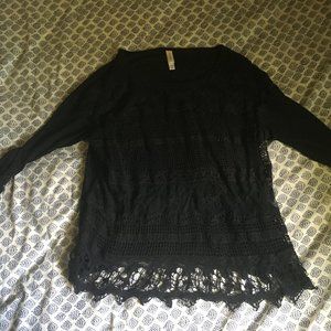 Black crochet overlay crop top